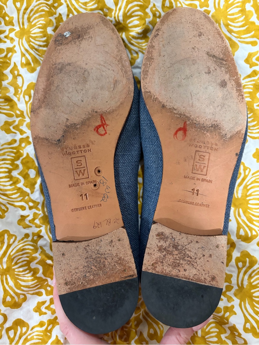 Stubbs & Wootton Palm Beach Floral Denim Slippers | Size 11 - Picture 8 of 8